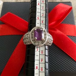 Sterling Silver Amethyst Ring With White Stones